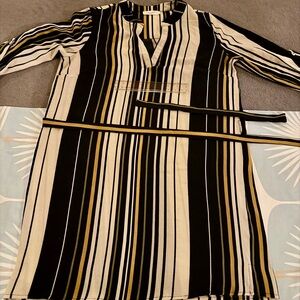 Striped Mini Dress in Black, White & Gold
